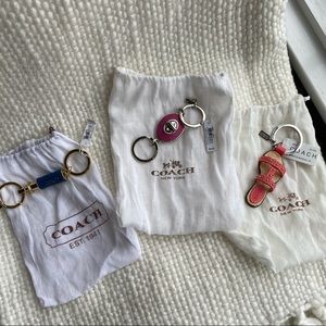 2 Valet Leather Coach Keychains & Dustbag NWT
